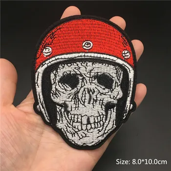 Craniul Stripe Size: 8.0x10.0 cm Punk Diy Patch-uri Brodate pentru Îmbrăcăminte de Fier pe Insigna Aplicatiile de Cusut Haine Autocolant