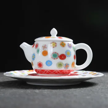 Creative Ceramice Teaware Set Mână-pictat Teaware Alb de Portelan Ceainic de Ceramica Ceainic Cadou Rupt flori