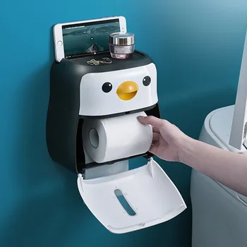 Creative Pinguin Toaletă Suportul Pentru Rola De Hârtie De Perete Impermeabil Montat Cutie De Depozitare Tava Cutie De Tesut Organizator Accesorii De Baie