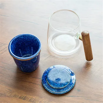 Creative Rezistente la Căldură de Sticlă Ceașcă de ceai cu Filtru Ceramic si Capac de Birou Filtru de Ceai Ceașcă de Cuplu Apă Simplă Cană Drinkware