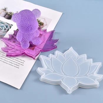 Cristal Rășină Epoxidică Mucegai Lotus Coaster Tava Cupa Mat Turnare Mucegai Silicon Meserii DIY Bijuterii Decoratiuni fabricarea de Unelte