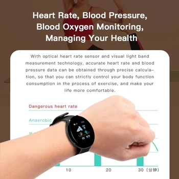 D18 Ceas Inteligent Bărbați Tensiunii Arteriale Fitness Tracker Pedometru Bratara De Sănătate Bratara SmartWatch Pentru Android Ios