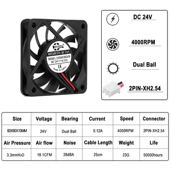 DC 24V ventilatorului de răcire 6010 60mm 2Pin 6cm 60x60x10mm Calculator PC de Răcire Cooler Ventilator 6010 înaltă calitate slim fan durată lungă de viață