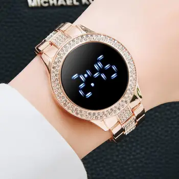 De lux Digital Magnet Ceasuri Pentru Femei de Aur a Crescut Oțel Inoxidabil Rochie CONDUS Cuarț Ceas de sex Feminin Relogio Feminino Picătură Navă