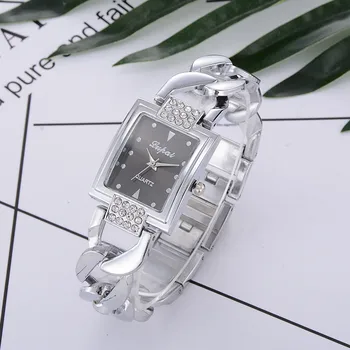 De lux Femei Ceas Dreptunghiular de Cristal din Oțel Inoxidabil Dial Aliaj Brățară Femmes Montres Femmes Brățară Montre Ceas Reloj