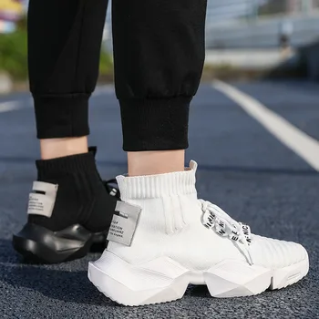 De primăvară și de Toamnă pentru Bărbați Adidași ochiurilor de Plasă Respirabil Casual, de Înaltă Top Adidasi Mens de Moda de Lumină de Înaltă Top Șosete Pantofi de Sport