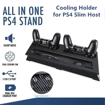 De răcire Suport Radiator pentru consola PS4 Slim Gazdă de Răcire Suport Dual de Răcire Ventilator PS4 se Ocupe de Incarcator + Trei Hub USB PS4 Sta