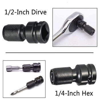 De vânzare cu amănuntul 4buc 1/2 Inch Pătrat de 1/4 Inch Hex Clichet Cheie tubulară Socket Adapter Cheie Set Unitate Convertor de Impact Instrument de