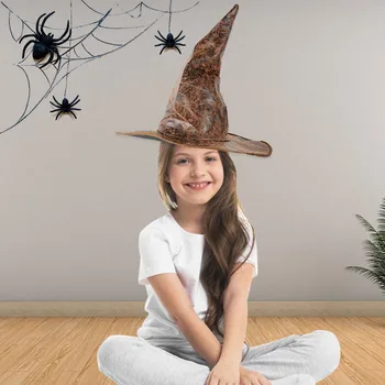 Din Piele maro Vrajitoare Pălării Expertul Petrecere de Halloween Pălării de Partid elemente de Recuzită de Cosplay Costum Accesorii pentru Copii de Halloween pentru Adulti