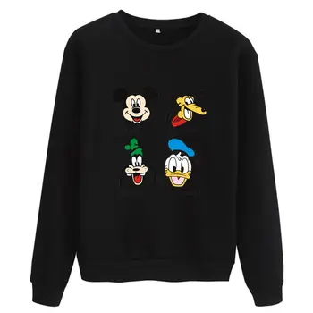 Disney Anime Micke Mouse, Donald Duck Hanorac Tricou Femei Toamna Iarna Fleece Cald Gros Cu Maneca Lunga Kawaii Tricou Lady