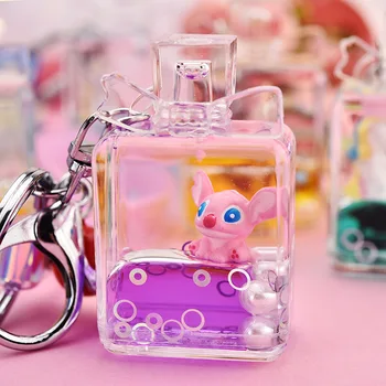 Disney Lilo & Stitch Jucării Acrilice Creative Ochi Lichid Nisipuri Mișcătoare Breloc Bowknot Sticla De Parfum Breloc Cu Pandantiv Copii