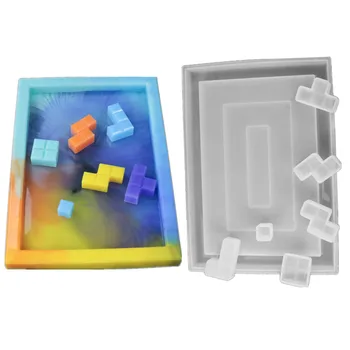 DIY Artizanat Rășină de Turnare Matrite Tetris Mucegai Silicon Pentru Decor Acasă Joc UV Rășină Epoxidică Tava Coaster Mucegai Set