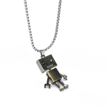 Drăguț din Oțel Inoxidabil 316 Cutie Pătrată Roboter Pandantiv Mobile OZN Extraterestru Colier de sex Masculin Om Hip-hop Punk Croseteaza un Lant de Bijuterii Cadou