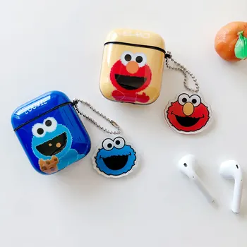 Drăguț Monștri Cookie Elmo Caz Pentru Airpods Pro PC Greu cască caz Pentru Apple Aer Păstăi Pro 3 Căști Earpods de Încărcare Cutie