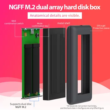 Dual SSD cabina cu Matrice raid Cabinet m 2 sata Hard Disk Array cu RAID Function USB3.1 Tip C Matrice De Disc Cutie De Dafin 2