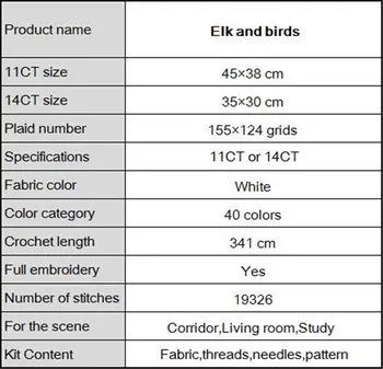 Elan și păsări animale de iarnă diy pictura numărat imprimate pe panza DMC 11CT 14CT kituri de goblen, Broderie manual Set