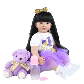 En-gros de 60 CM, din Silicon Moale Renăscut Baby Doll Jucarii Pentru Fete de 24 de Inch Vinil Printesa Copilul Dress Up Bebe Copii Cadou de Ziua de nastere