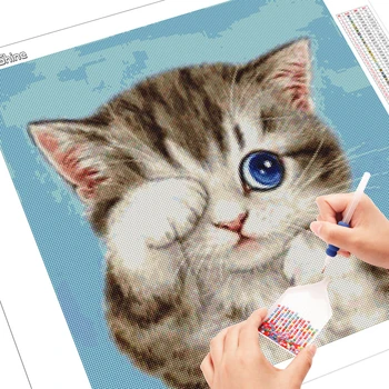 Evershine Burghiu Plin de Piața Diamant Pictura Cat 5D DIY Diamant Broderie Animal Mozaic cruciulițe Arta de Perete Handmade Cadou