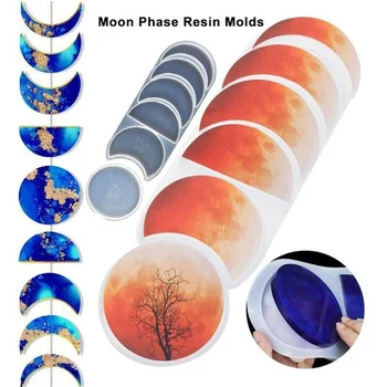 Faza de luna Rasina Matrite Crescent Matrite de Silicon Lună Plină Epoxidice Matrite Luna Tânăr Forme de Rasina de Artizanat DIY Face Decor
