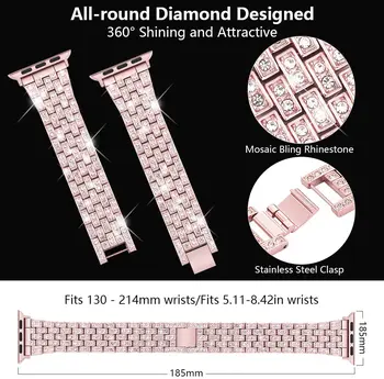 Femei Bijuterii cu Diamante Curea Pentru Apple Watch Band 40mm 44mm Bling Oțel Inoxidabil Brățară de Metal Pentru Apple Watch 42mm 38mm SE 6 5