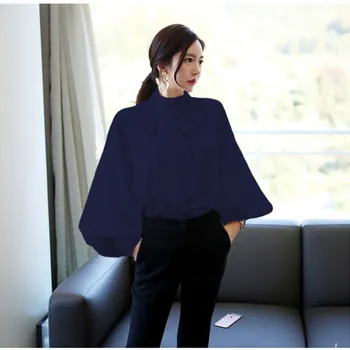 Femei, Bluze din Satin 2021 Moda Bluze Tunica Plus Dimensiune Elegant OL Papion Lantern Maneca Office Camasa Casual Bluza Slik