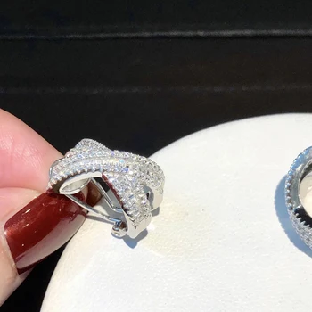 Femei moda clasic X-în formă cubic zircon cercei S925 argint original brand de lux bijuterii de înaltă calitate, logo-ul cadou