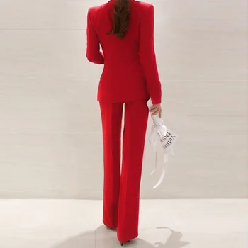Femei pantaloni costume dublu pieptul blazer de înaltă talie pantaloni de costum Doua Piese Seturi de sex Feminin gâfâi Costume 2021 Moda