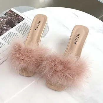 Femei Papuci De Vară 2021 Noua Moda Stiletto, Sandale Cu Toc Zapatillas Mujer Casa Sapatos Femininos