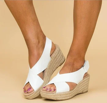 Femei Sandale 2021 Moda Vara Doamnelor Sandale De Curea Glezna Cu Talpi Groase Sandale Cu Toc Înalt Gură De Pește Pene De Pantofi De Plaja