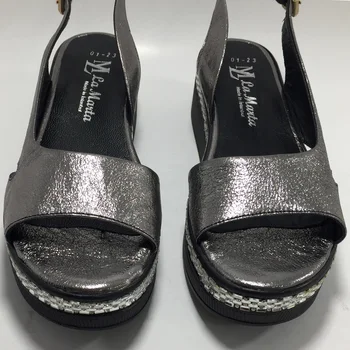 Femei Sandale Cu Platforma Din Oțel Și Argint De Culoare De Primăvară-Vară Papuci Noua Moda Confortabil Alunecare Pe Piele Pantofi De Plaja