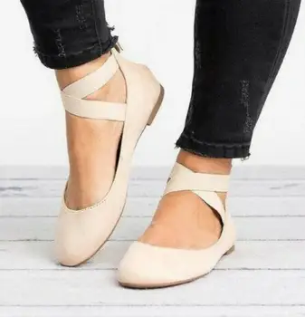 Femei Slip Pe Plat Pompe de Curea Glezna Balet Dolly Doamnelor Fete Piele intoarsa curea Elastica Casual Pantofi de Dans de Balerină