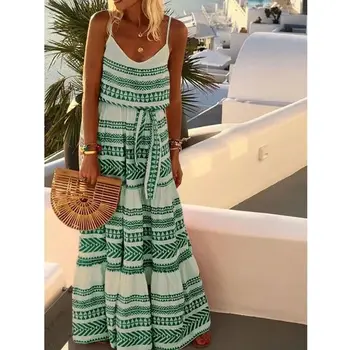 Femei Vara Boho Lung Maxi Rochie Lady Vacanță Beachwear Leagăn Sundress Strappy Rochii Largi 2019