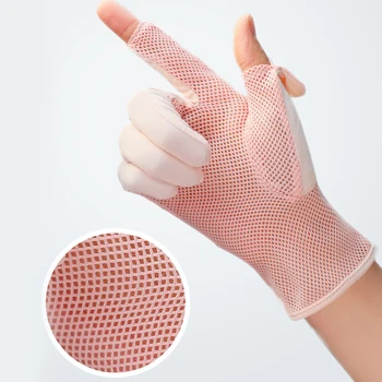 Femei Vara Mănuși Subțiri De Plasă Respirabil Complet Degete Mănuși Cu Un Deget Mănuși Pot Fi Deschise Degetului Matase De Gheață De Protecție Solară Mănuși De Conducere