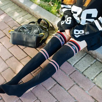 Femeile Coapsa Inalta Șosete Cu Dungi Alb Negru Ciorapi Overknee Colanti Lungi De Cald Șosete De Bumbac Ciorapi Lolita Primăvară Șosete Pentru Fete