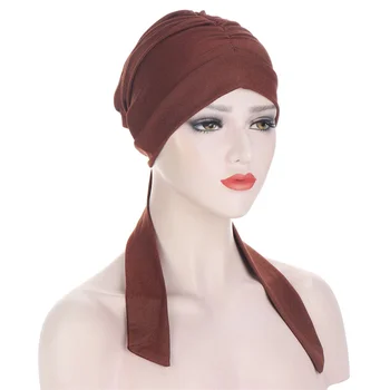 Femeile Musulmane Întindere Solidă Rid Turban Pălărie Chelioși Beanie Cancer Chimioterapie Pre-Legat Batic Eșarfă Articole Pentru Acoperirea Capului Pierderea Parului Accesorii