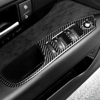 Fibra de Carbon Consola CD Panou Decor Capac de Schimbare a vitezelor Garnitura Pentru Audi Q7 2008-Usi de Interior Cotiera Butoane Cadru Autocolant