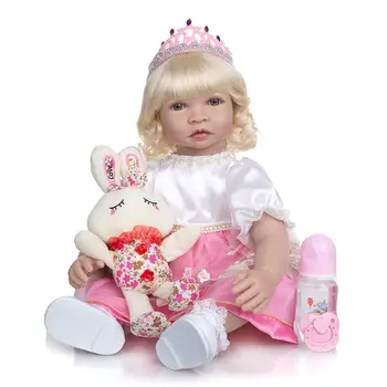 Frumoasa de 24 de Inch Papusa Reborn 60 CM Cârpă Moale Corpul Renăscut Baby Dolls Jucarii Printesa de Aur Părul Pentru Ziua de nastere Cadouri de Craciun
