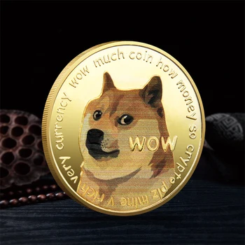 Frumos Placat Cu Aur Dogecoin Monede Comemorative Drăguț Câine Model De Suveniruri Cadouri De Colectie