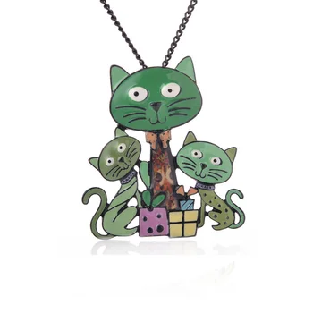 Galben Pisica Familiei Brosa pentru Copii Fete Drăguț Animale Desene animate de Pini și Broșe Creative Cadouri de Craciun Email de Metal Pin 2019 Noi