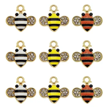 GraceAngie 6pcs Bumble Bee Farmecele Pentru Bratara Animal Pandantiv Colier Aliaj de Bijuterii de Cristal Cercei accesorii DIY Breloc