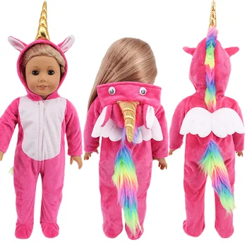 Haine papusa Blue/Pink Unicorn Salopeta Pentru 43Cm Copilul Nou-Născut se Potrivesc 18Inch American Doll Generația Noastră Fetiță Cadouri de Craciun