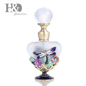 H&D Forma de Inima Emailate Gol Reîncărcabile 5ML Sticla de Parfum de Colorat Libelula Floare de Cristal Container Cosmetice Cadouri pentru Doamna