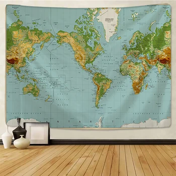 Harta lumii Tapiserie de Înaltă Definiție Harta Tesatura de Perete Decor Acuarelă Harta Scrisoare Poliester Capac de Masă Yoga prosop de Plajă