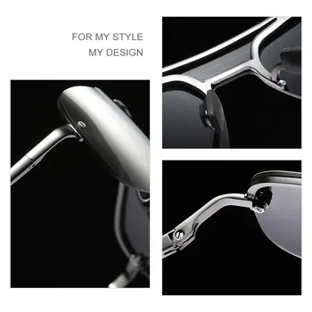 HBK Pătrat Polarizat ochelari de Soare Barbati Clasic Dreptunghi cu O Bucată de Oglindă Ochelari de Soare pentru bărbați Brand Design Nuante Cadru Metalic UV40