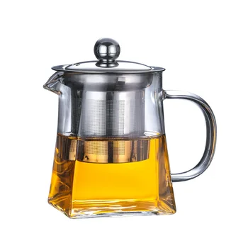 Heatresistant sticlă pătrat ceainic din oțel inoxidabil filtru ceai parfumat rezistent la temperaturi ridicate îngroșat negru ceai verde ceainic