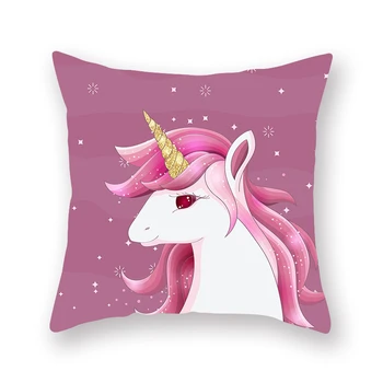 Hot Pink Unicorn Acoperă Pernă Unicorn Desene Animate Poliester Microfibra Arunca Perne Decorative Canapea Perne Masina Acasa Decor