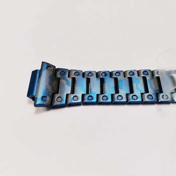 Ice Blue Camo GM5600 Watchband și Rama Pentru GM-5600 316L din Oțel Inoxidabil Ceas Trupa de Metal Bratara si Capac Caz Cu Instrumente
