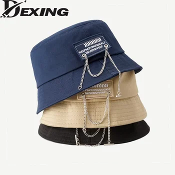INS Lanț Moda Bucket Hat Pentru Barbati Femei coreene Patch Panama Versiune Soare Capac hip hop street Călătorie Pălărie de Pescar