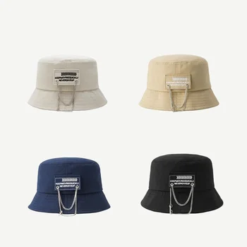 INS Lanț Moda Bucket Hat Pentru Barbati Femei coreene Patch Panama Versiune Soare Capac hip hop street Călătorie Pălărie de Pescar