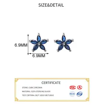 INZATT Real 925 Sterling Silver Blue Zircon Floare Cercei Stud Pentru Femei de Moda Minimalist Bijuterii Fine Drăguț 2020 Accesorii